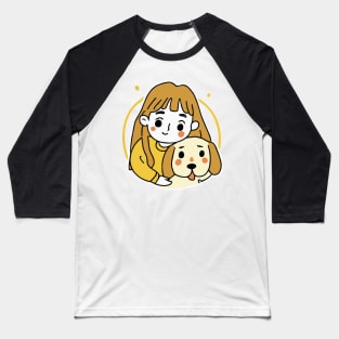 Girl with a Labrador Dog Lover Retriever Baseball T-Shirt